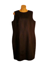 Talbots Sheath Dress Black Irish Linen Boat Neck Slveless Knee Length 14 New $98