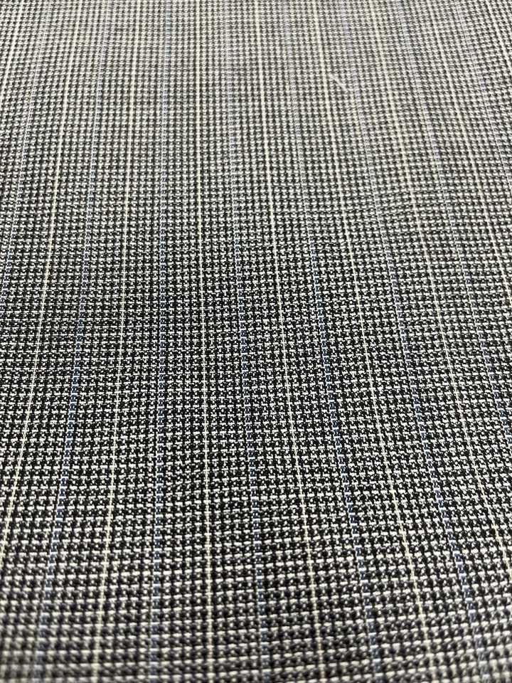 Tela de traje de mezcla de lana gris vintage 3 yardas sin existencias años 50 60 micro cuadros MCM Foto 2 de 4
