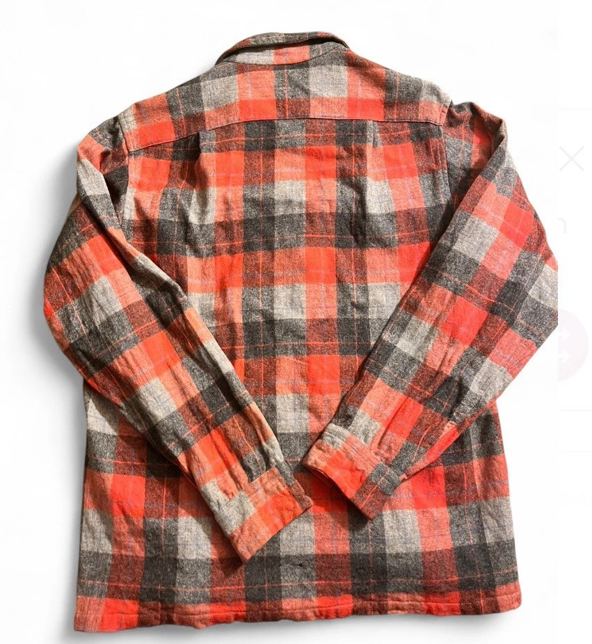 1950-60s Pendleton Loop Collar Flannel Shirt Mens M Plaid 100% Wool Made In USA - Image 2 of 4
