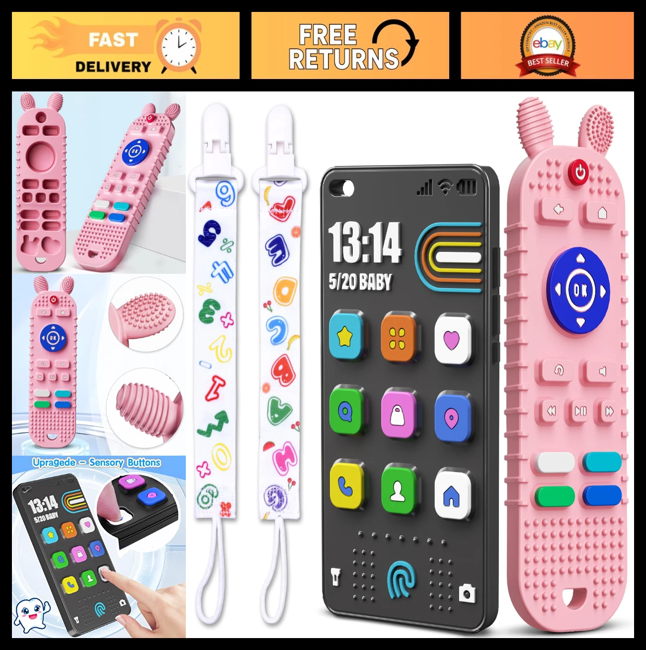 Soft Silicone Baby Teething Toys - TV Remote & Phone Shape Teethers for 6-12 Mon
Opens in a new wind