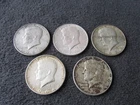 Lot of 5 1964 Kennedy Silver Half Dollars