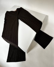 90s Brown Pinstripe Mid-Rise Straight Leg Dress Pants  US 9 30" Waist