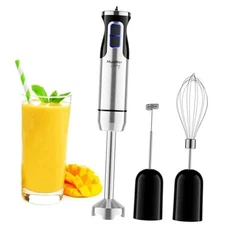 Immersion Blender Handheld - 8 Speed Stainless Blender Stick 3 Accessories