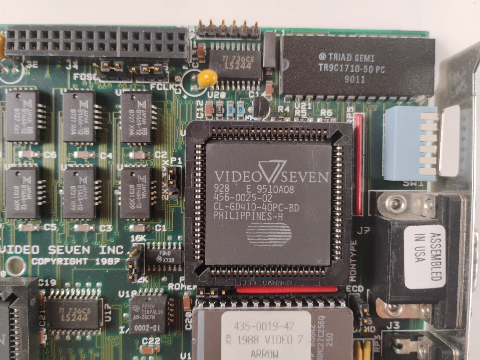 Video-7 VEGA VGA 8-bit ISA Video Seven Board VGA CGA MDA EGA Hercules TESTED!