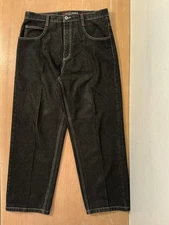 Southpole Jeans Mens 36 Black Denim Straight Leg Contrast Stitch Casual