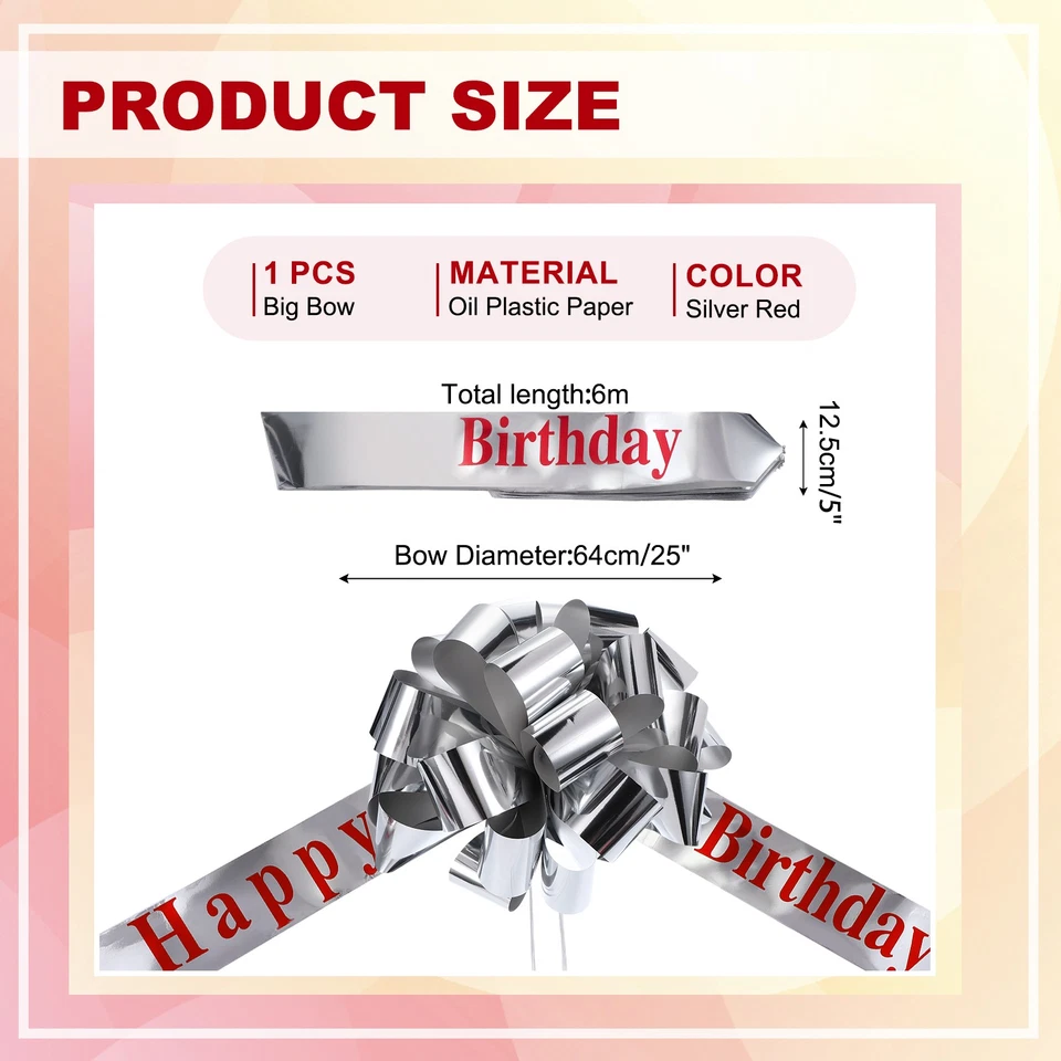 Arco gigante metálico de 25 polegadas para decoração, vermelho prata - Imagem 2 de 4