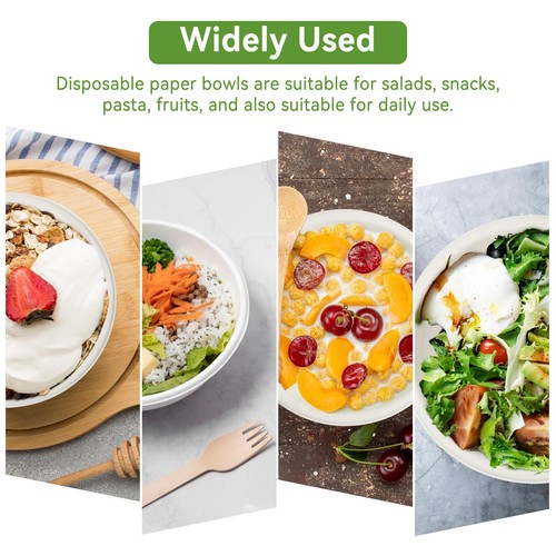 Paper Bowls Disposable, 12oz 200 Pack Heavy-Duty Compostable Disposable Paper... - Picture 3 of 8