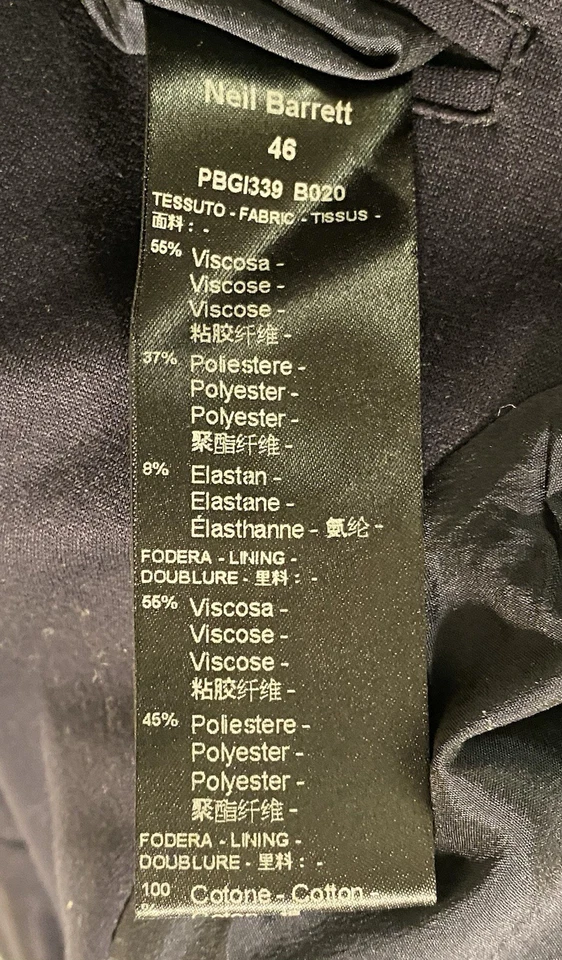 Chaqueta Blazer Neil Barrette Ajustada Sin Forro Azul Marino Para Hombre Talla EU46/US36 Hecha en Italia Foto 4 de 4