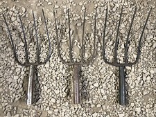 3 Pitch Fork Heads 4 Tine vintage hay prong primitive garden