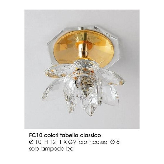 Nuovo Faretto LED Cristallo Oro Fiore - Offerta Illuminazione Soggiorno