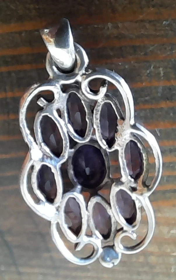 CIONDOLO PENDENTE VINTAGE AMETISTA NOVE PIETRE #ARMONIA# ARGENTONE DONNA - Immagine 4 di 4