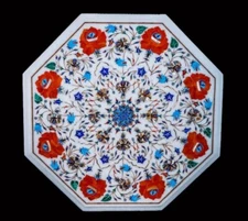 18'' Clear Resin Epoxy Round Table Top Handmade Leaf Design Furniture Home decor