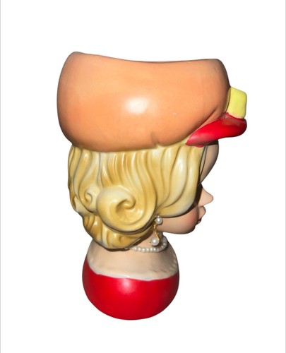 Vintage Japan Kitschy Handpainted Lady Head Vase Embellished 7” - Picture 3 of 7