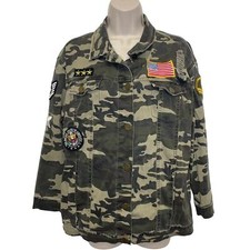 Ashley Mason Camo Jacket Military Patches Usa Womens Medium
