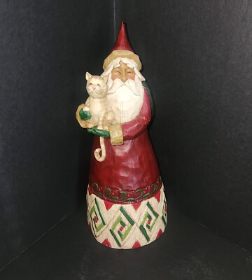 2002 Jim Shore Heartwood Creek Christmas Santa Claus Tabby Cat