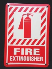PLASTIC "FIRE EXTINGUISHER" SIGN ~ 10" x 7" {NEW} RED & WHITE ~ SAFETY SIGN