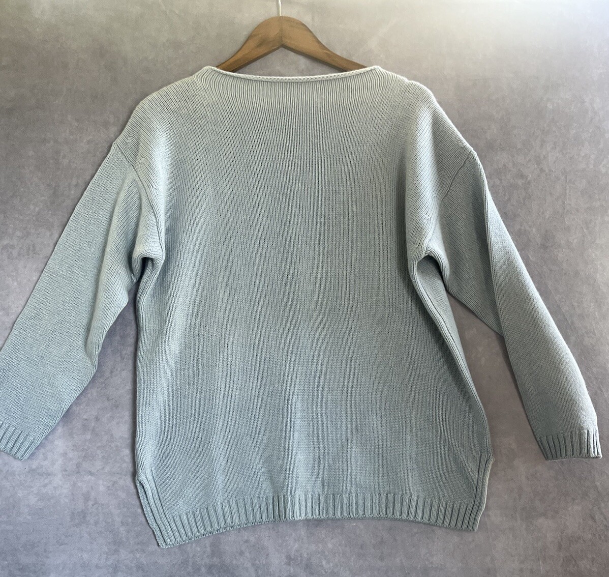 Blumelange Cashmere Wool Knit Light Blue Sweater Size Lg