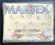 NOS MARTEX Rosebrook NEW No-Iron PERCALE Twin FLAT SHEET Vintage Cream w/ Roses
