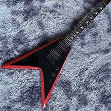 Top Factory Customized New Grand Flying V Electric Guitar Red Binding Mahogany