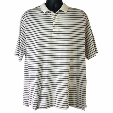 Polo Golf Ralph Lauren Men's Shirt  Sz XL Black Cream Stripe 100% Pima Cotton SS
