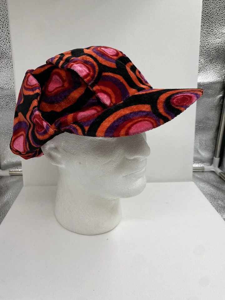 Sombrero de terciopelo estilo Philly Mascarada Flop rojo negro remolino escondite bolsillo retro Foto 3 de 4