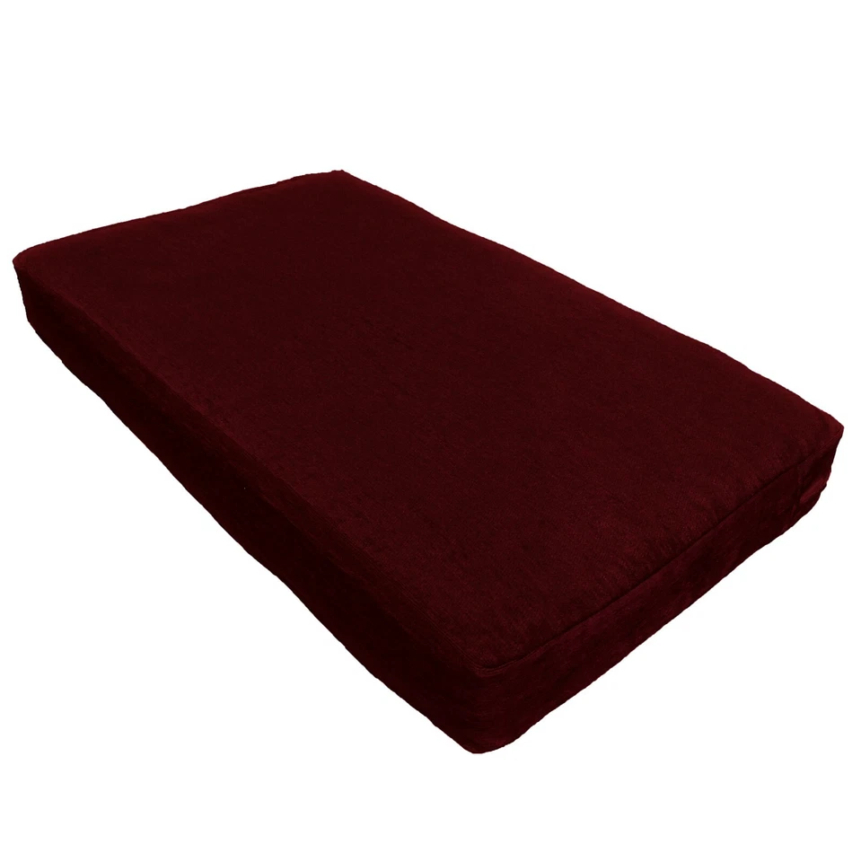 Wn08 Dark Red Chenille Sofa Seat Patio Bench Box Cushion Bolster Cover/Runner - Image 4 of 4