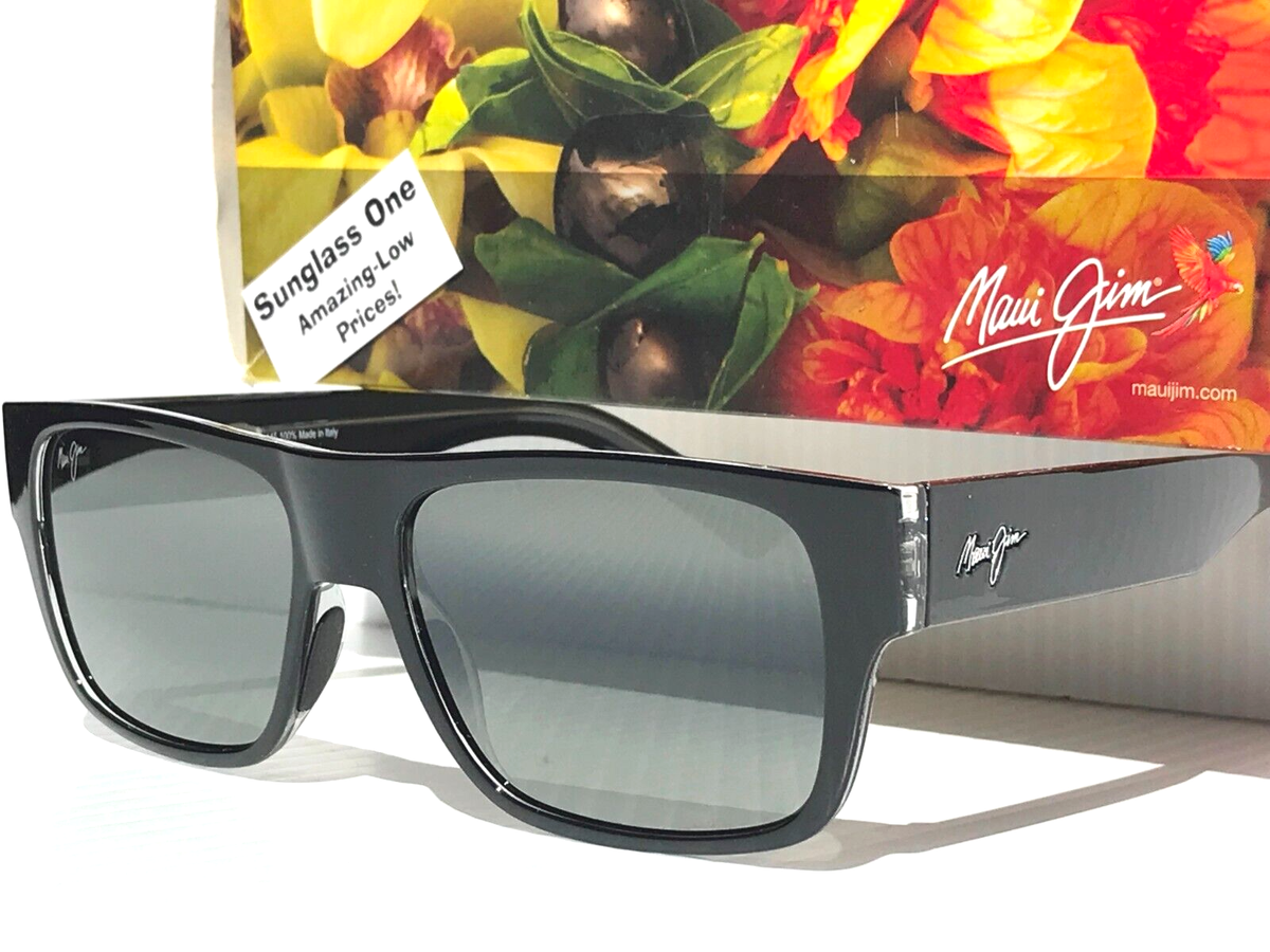NEW Maui Jim KEAHI Gloss Black POLARIZED Neutral Grey GLASS