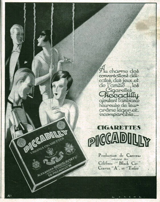 Publicité ancienne cigarettes Piccadilly 1928 issue de magazine - Photo 1/1