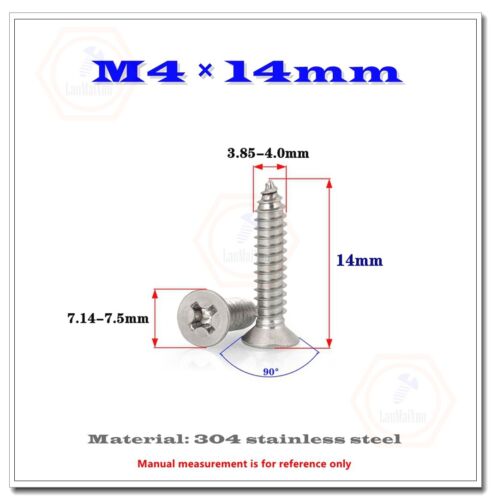 M2 M3 M4 304 Edelstahl Kreuzschlitz Senkkopf Blechschrauben Holzschrauben - Bild 20 von 23