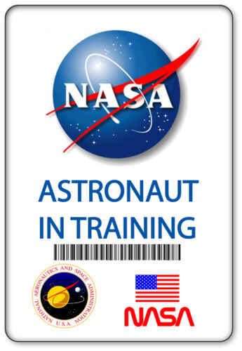 NAME BADGE HALLOWEEN COSTUME PROP NASA ASTRONAUT IN TRAINING MAGNETIC BACK - Picture 1 of 2