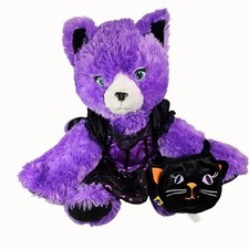Build A Bear Halloween Kooky Spooky Purple Cat Plush 15 Inch BABW Dress TreatBag