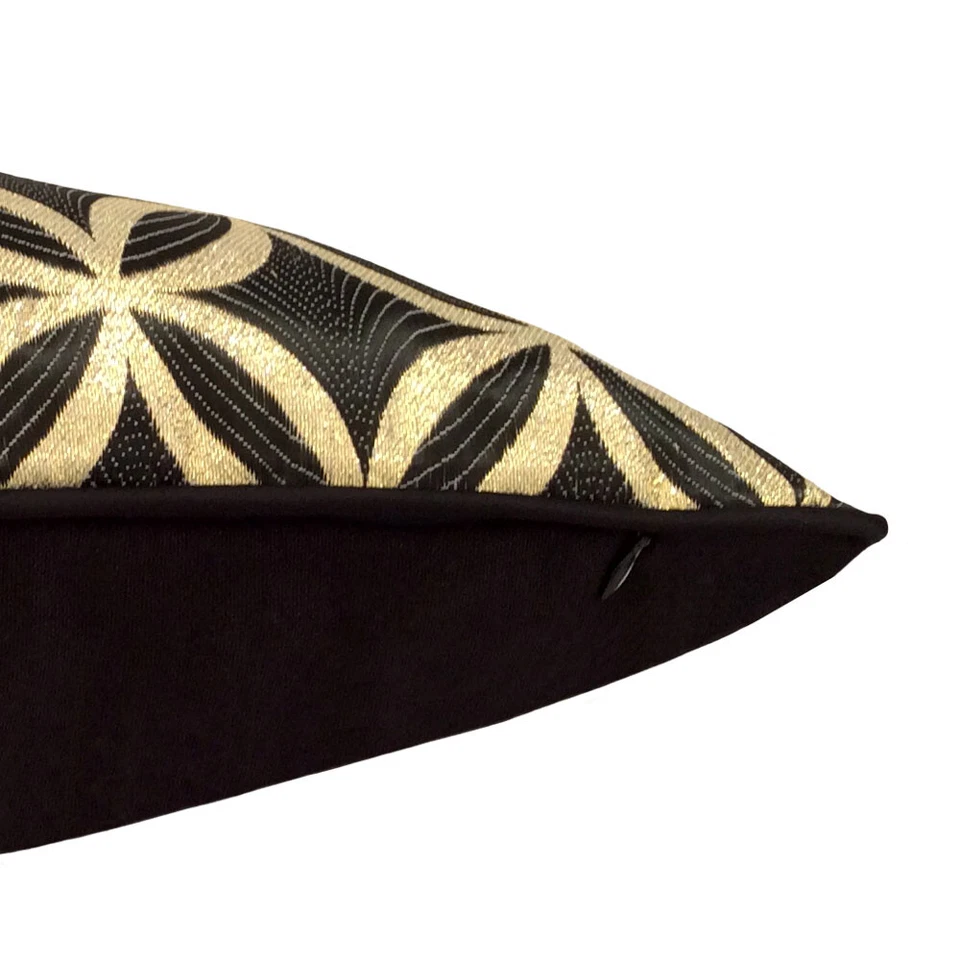 Satin Circle Lattice Black Gold 20"x28" Decorative Attractive Pillow Cover Sham - Image 3 of 4