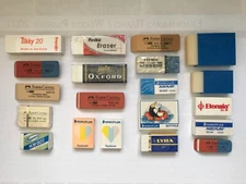 20 VINTAGE ERASERS: FABER, ROTRING, STAEDLER, LYRA, EDDING, BENSIA - UNUSED, NOS