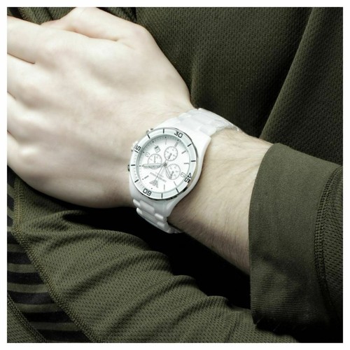 NEW GENUINE EMPORIO ARMANI AR1424 WHITE CERAMIC MENS WATCH - Picture 4 of 5