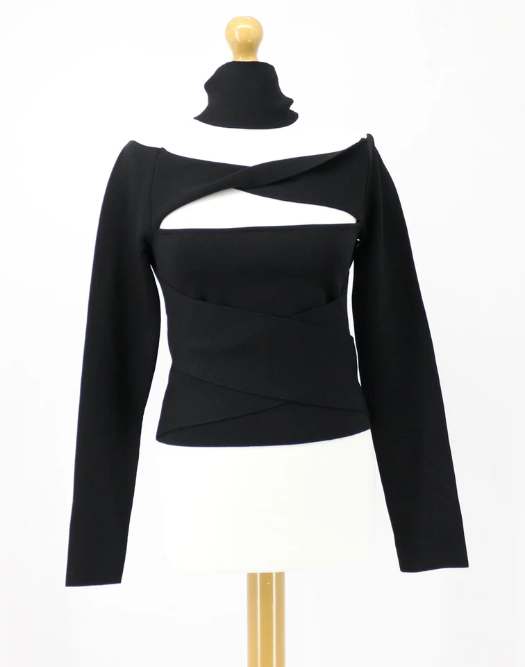 GAUGE81 DENIA BANDAGE STRETCH TOP WOMENS BLACK RIBBED RRP £287 BR 1-23-1-17