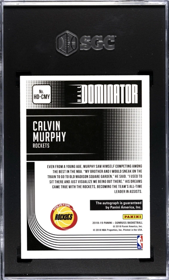 2018 DONRUSS HALL DOMINATOR GOLD AUTO /10 CALVIN MURPHY SGC 9 - Image 2 of 2