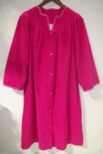 Y1 True Vintage Evelyn Pearson House Dress Coat Fuchsia Fleece Robe M USA Made