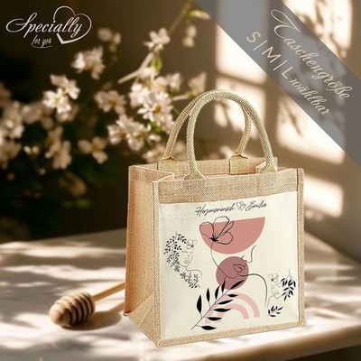 Tasche DAILY Jute Baumwolle Personalisierbar Art Line Design | 0010