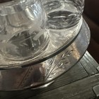 Antique Simpson Hall Miller Silverplate Condiment Cruet Set Etched Glass Casters — photo 5