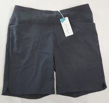 Lady Hagen Womens Solid Black 10" Inseam Pull On Shorts Size XXL Tummy Control