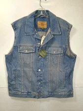 Eddie Bauer Trucker Denim Jacket Cutoff Mens XL tall Blue Denim NEW NWT