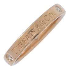 TIFFANY & Co. Flat Band Ring with Three Diamonds, 18K Gold, 750kcal, 3.7g, S...