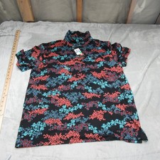 Under Armour The Playoff 3.0 Polo Shirt Mens XL Black Floral Golf Loose 70 NEW