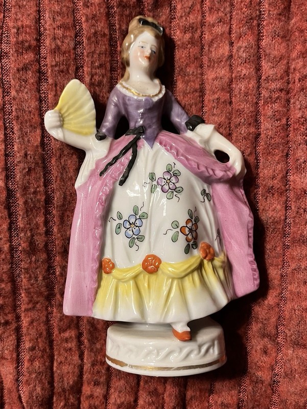 Antique Ernst Bohne Porcelain Victorian Lady With A Fan Figurine