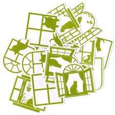 Cat Sticker IV Silhouette Series Green 20-Piece Set