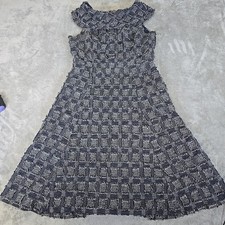 Eva Mendes NY & Co Dress Womens 6 Denim Chambray Fringe A Line Fit and Flare