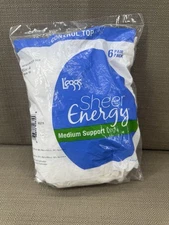 L’eggs Sheer Energy Pantyhose 6pk Sz A White Control Top Medium Support Leggs