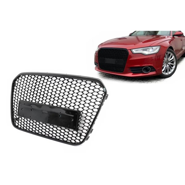 Wabengrill Grill FüR Audi A6 C7 4G 2011-2014 Limo Avant Schwarz Ohne Emblem-image