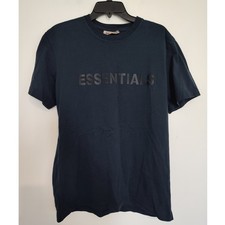 Fear of God Essentials Mens T-Shirt Navy Blue Logo Graphic Tee XL RN090233