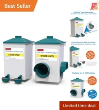Automatic Chicken Waterer and Feeder Set 2 Gallon No-Waste Rain Hood